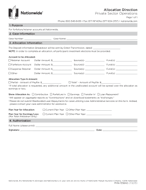 Nationwide Allocation Direction Form