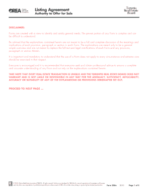 Toronto Real Estate Listing Agreement