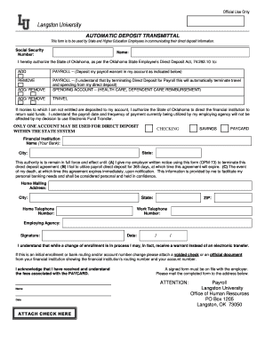 Oklahoma State Employee Direct Deposit Form
