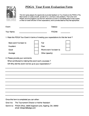 PDGA Tour Event Evaluation Form