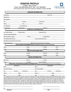 Vendor Profile Form