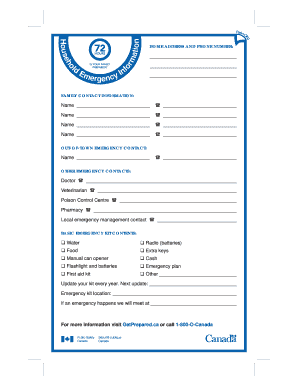 Emergency Contact and Preparedness Form