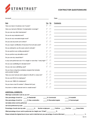 Contractor Questionnaire