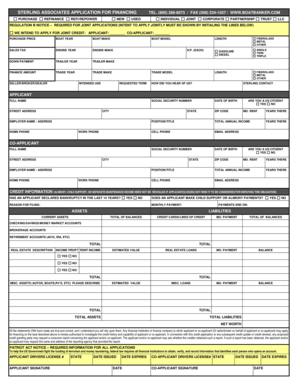 Sterling Associates Boat Financing Application