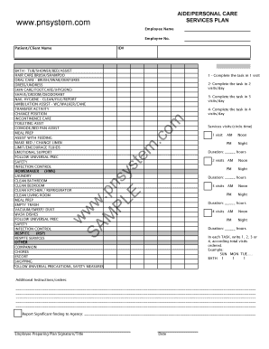 Personal Care Services Plan