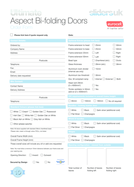 Aluminium Aspect Bi-folding Doors Order Form