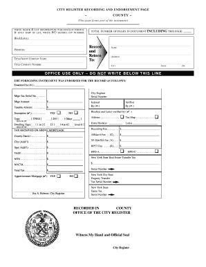 New York City Real Estate Recording Endorsement Form