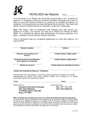 Forma de Revelado de Insurance Information Exchange