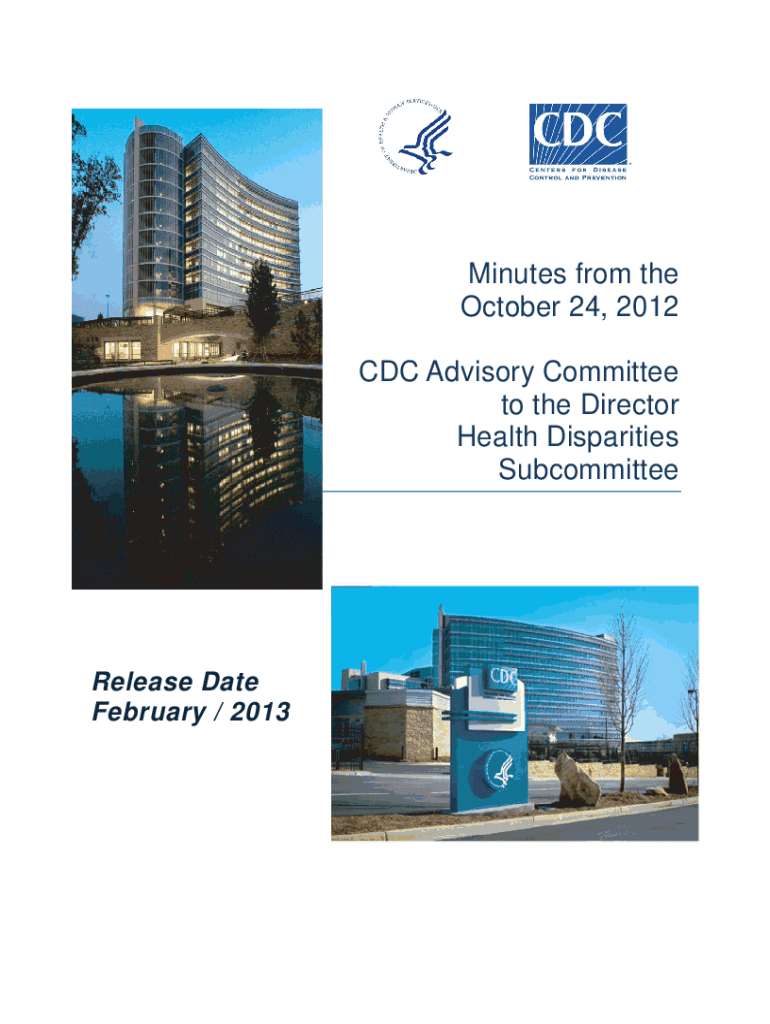 HDSOct242012Minutes CDC Advisory Committee to the Director Health Disparities Subcommittee Preview on Page 1