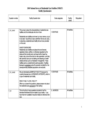 2010 National Survey of Residential Care Facilities Questionnaire