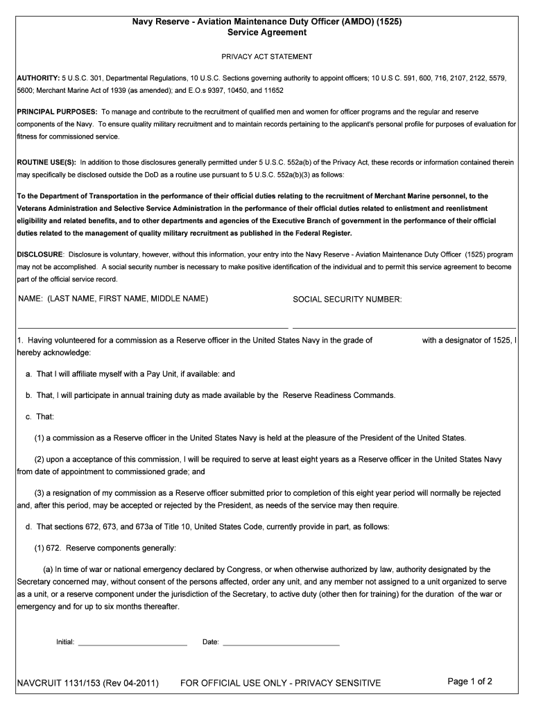 Page 1 of 2 NAVCRUIT 1131 153 - Naval Forms Online Preview on Page 1