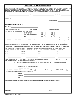 Motorcycle Safety Questionnaire