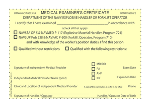 Printable dot physical forms - MEDICAL EXAMINER'S CERTIFICATE - Naval Forms Online