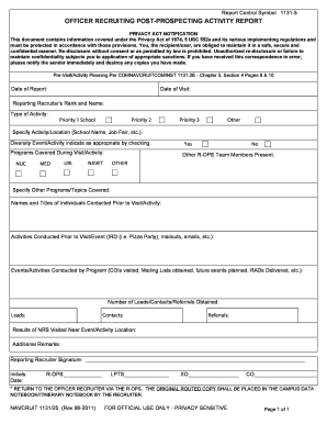 Post prospecting activity report form