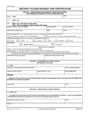 Security Access Request and Certification