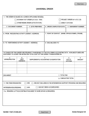 Universal Order Form