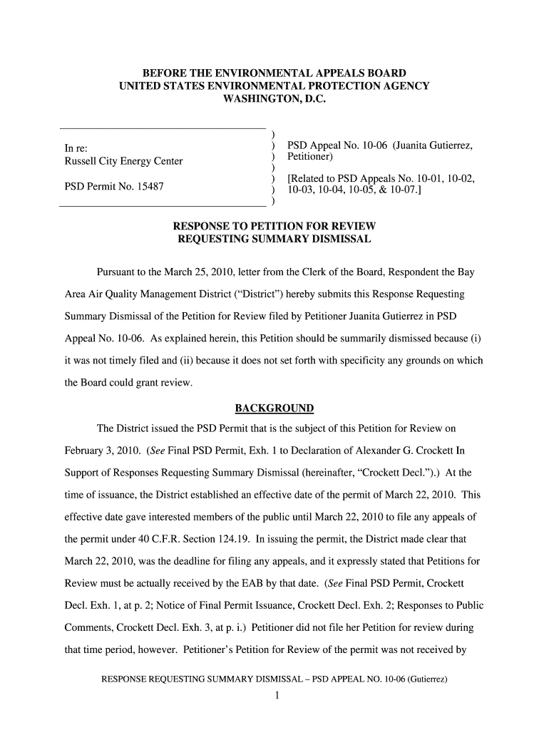 BEFORE THE ENVIRONMENTAL APPEALS BOARD prepublication version of Procedural Regulations for Registra Preview on Page 1