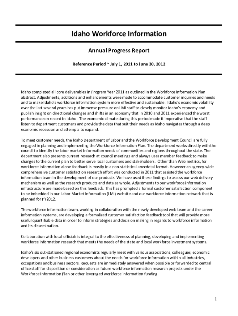 Idaho Workforce Information - Employment and Training Preview on Page 1
