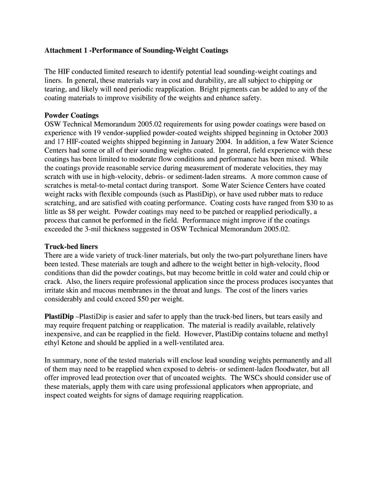 Attachment 1 -Performance of Sounding-Weight Coatings The HIF - water usgs Preview on Page 1