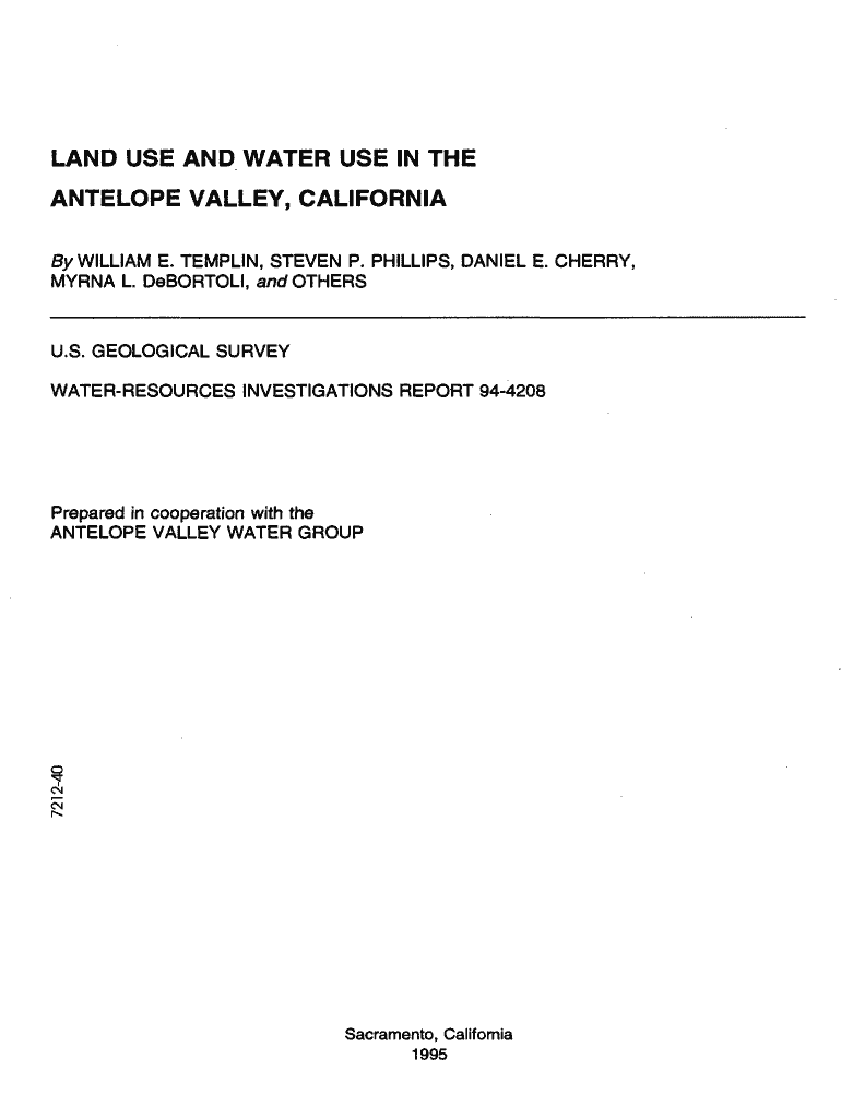 land use and water use in the antelope valley, california - USGS Preview on Page 1