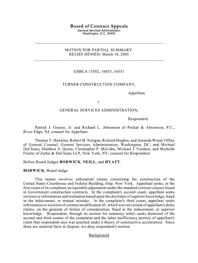 MOTION FOR PARTIAL SUMMARY - gsbca gsa Preview on Page 1