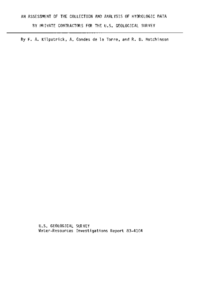 An Assessment of the Collection and Analysis of Hydrologic Data Preview on Page 1