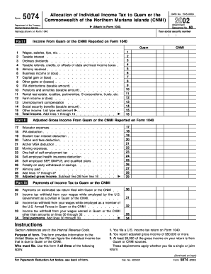 Form 5074 Allocation of Individual Income Tax to Guam or CNMI