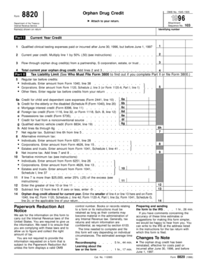 Form 8820 Orphan Drug Credit