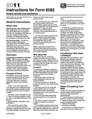 IRS Form 8582 Instructions