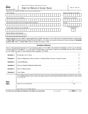 IRS Form 8849 Claim for Refund of Excise Taxes
