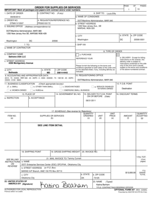 US Federal Purchase Order Form