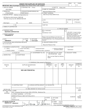 US Federal Order for Supplies or Services