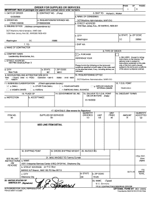 US Federal Order for Supplies or Services