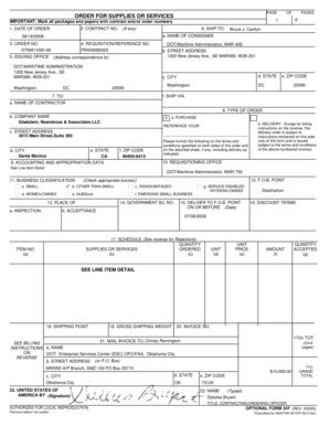 US Federal Order for Supplies or Services