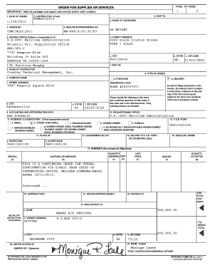 US Federal Purchase Order Form
