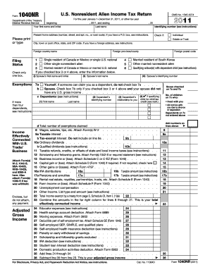 Form 1040NR Nonresident Alien Income Tax Return