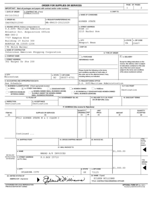 US Federal Purchase Order Form