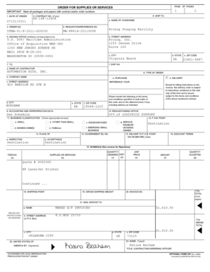 US Federal Purchase Order Form