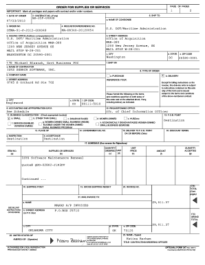 US Federal Purchase Order Form
