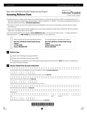 New York 529 Advisor-Guided College Savings Rollover Form
