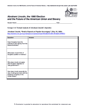 Abraham Lincoln 1860 Election Worksheet