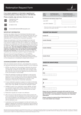 Redemption Request Form