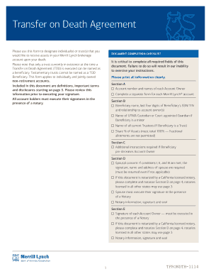 Merrill Lynch Transfer on Death Agreement