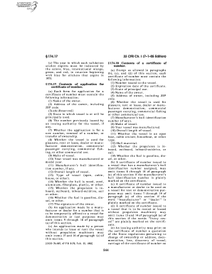 US Vessel Certificate of Number Application