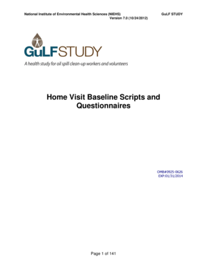 GuLF Study Home Visit Questionnaire