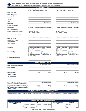 UOB Singapore Home Loan Application Form