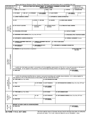 1172 form - DD Form 1172-2, Application for Department of Defense Common ... - ndc noaa