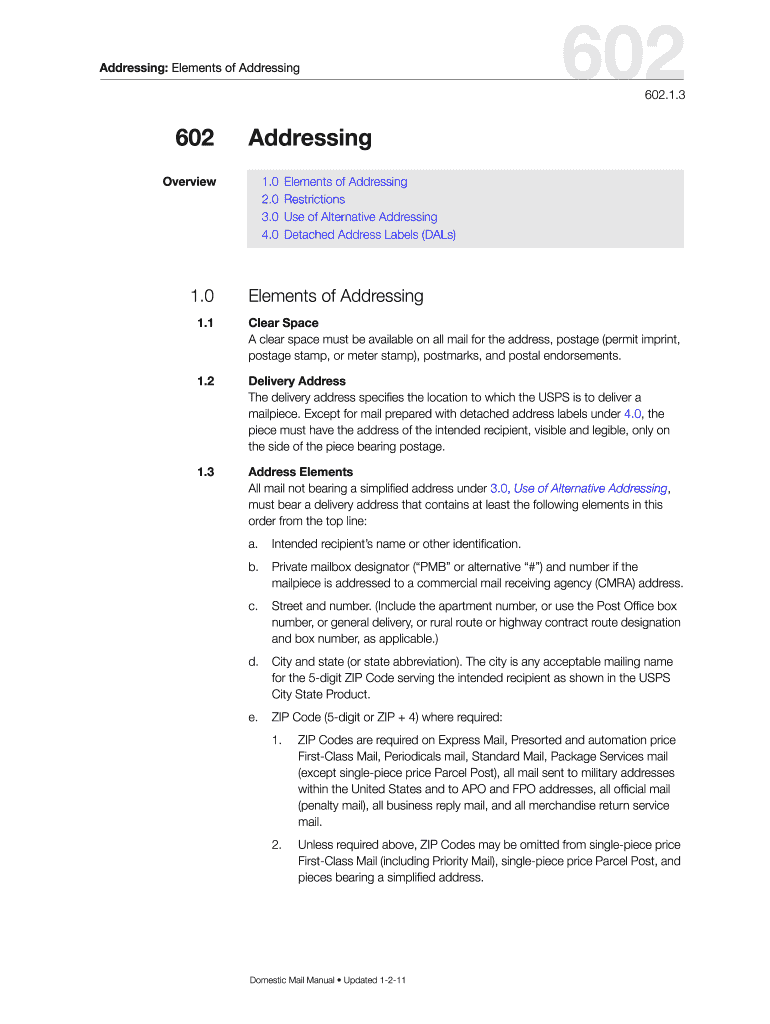 Addressing: Elements of Addressing 602 602 Preview on Page 1