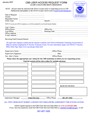 Fillable Online Corporateservices Noaa January 2007 Cbs User