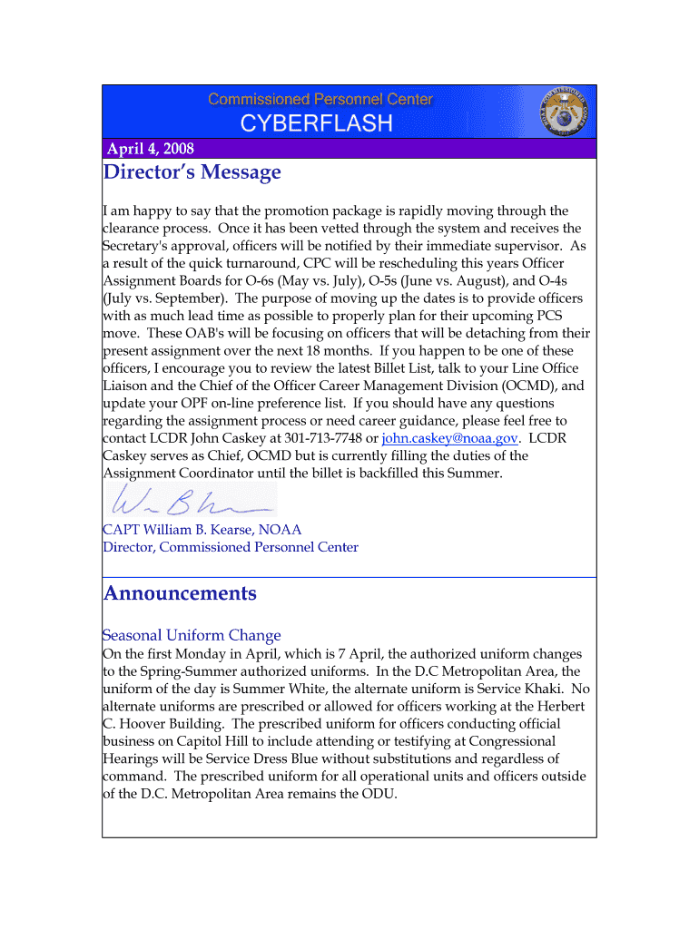 Director's Message Announcements - NOAA Corps Commissioned - corpscpc noaa Preview on Page 1